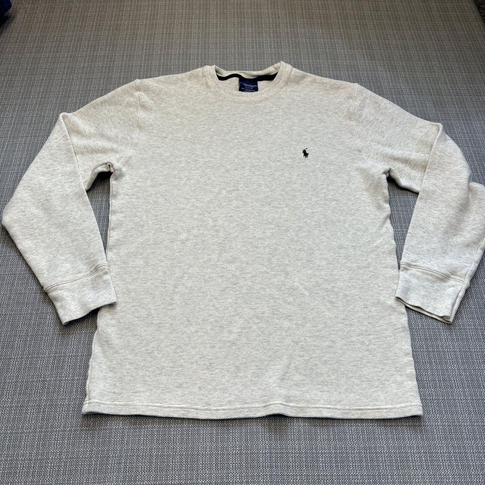 Polo Ralph Lauren Gray Waffle Knit Thermal Sleepwear Mens XL Long Sleeve Shirt